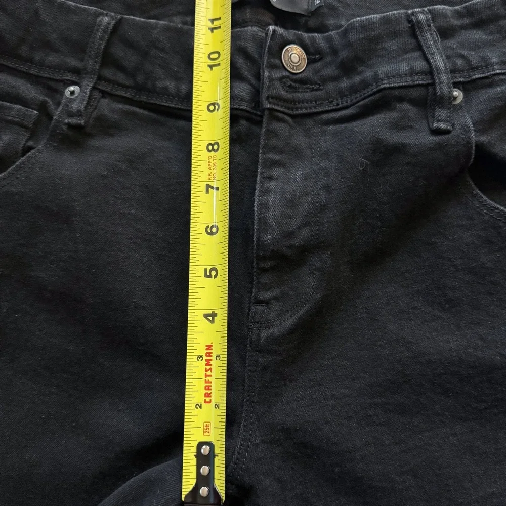 Hudson Black Denim Jeans Straight Leg Button Fly Women's Sz 12‎ High Rise Staple